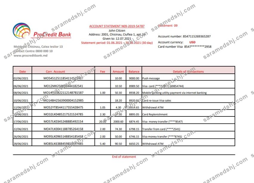 Moldova Procredit excel pdf